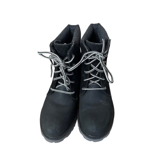 KAMIK black TAKODA WINTER BOOTS SIZE 5 black lace up suede fleece ankle - Picture 2 of 5